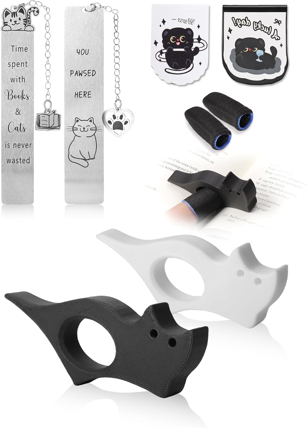 Cat Bookmark Set,with Two Cat Thumb Book Page Holders,Pen Holder,and Cat Magnetic Bookmarks,Metal Book Marks for Reading,Book Accessories,Cat Lover Gift,Cute Bookmarks for Women,Cat Lovers,7 Pcs