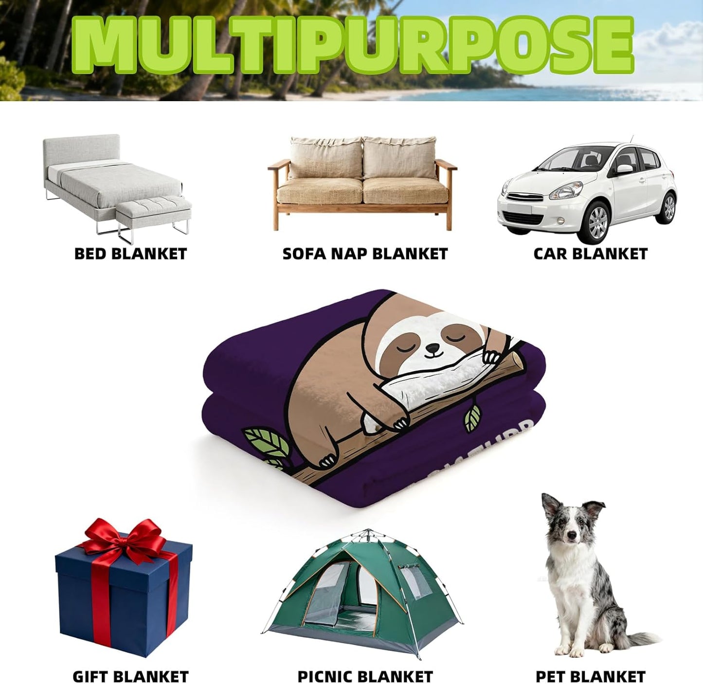 Funny for Mom from Daughter Son - Mom is Charging Sloth Blanket - Super Soft Fluffy Throw Blanket for Napping Travel, 60" x 50", Birthday Mothers Day Valentine's Presents for Women