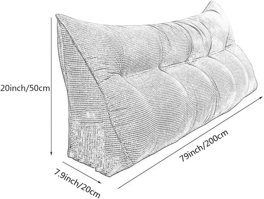Pearl Cotton Filled Wedge Cushion, Removable Bed Backrest Positioning Support Reading Pillow Washable Triangular Upholstered Bed Rest Pillows(Rose red,150 * 50 * 20CM)