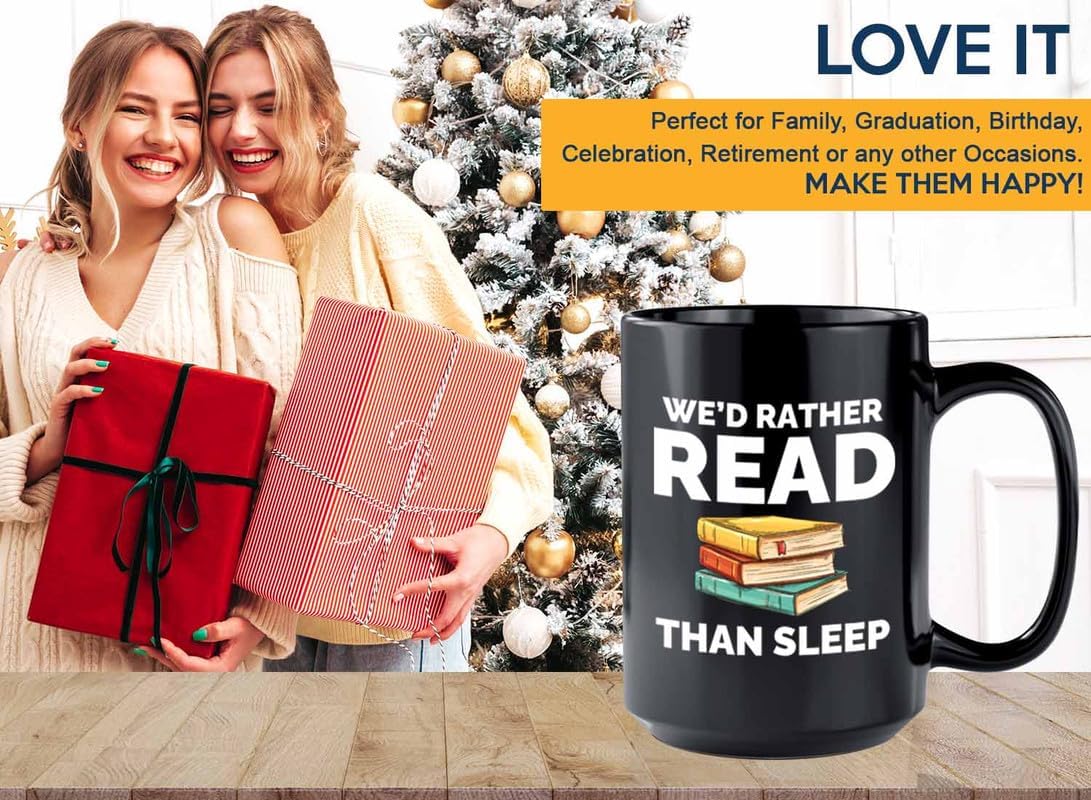 Book Lover Coffee Mug 15oz Black - Read than sleep - Gift For Poets Bookish People Bibliophile Librarian Book Club Reader