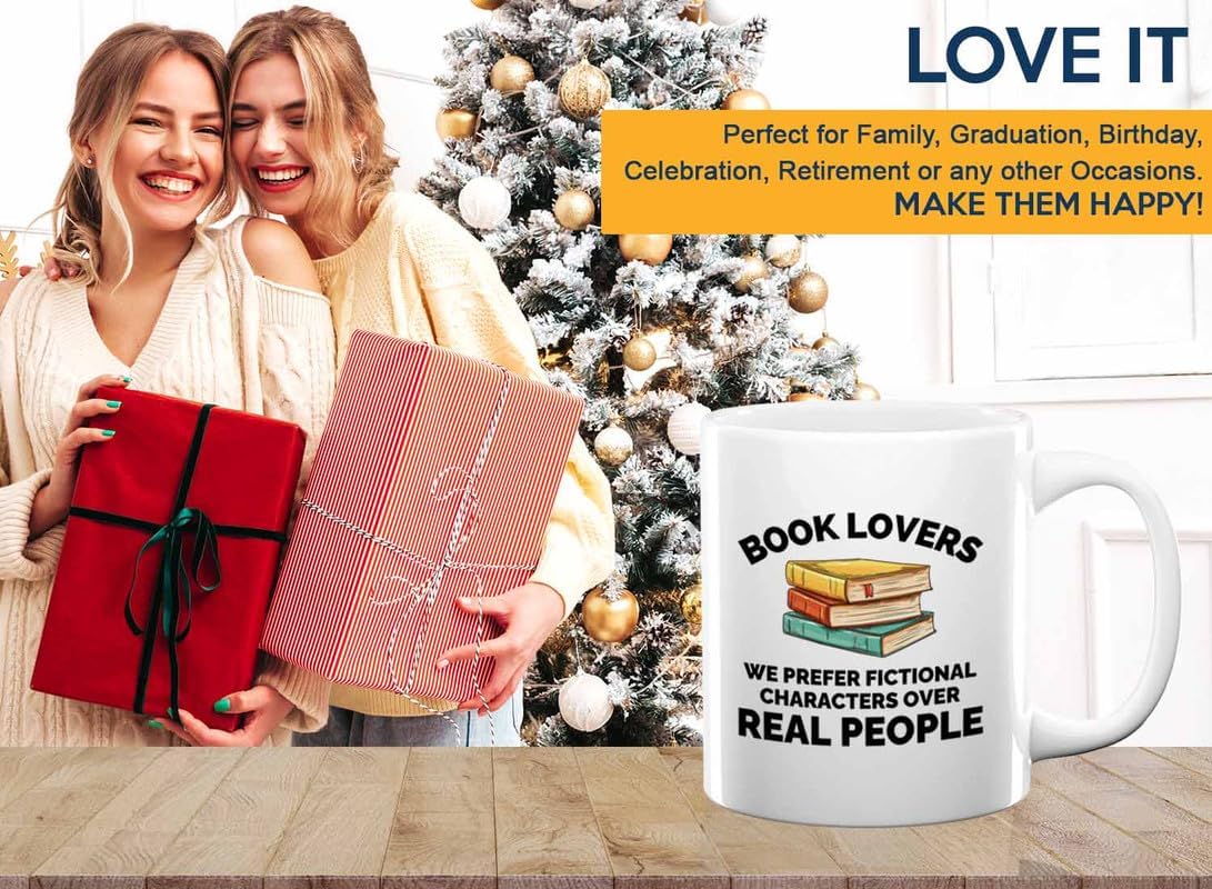 Book Lover Coffee Mug 11oz White - We prefer fictional - Gift For Poets Bookish People Bibliophile Librarian Book Club Reader