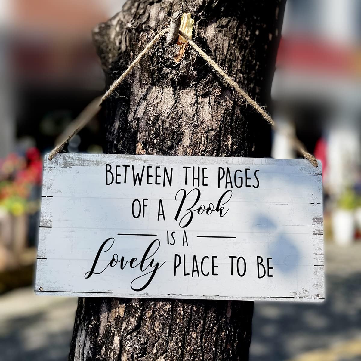 MIGUMUTU Between the Pages of a Book is a Lovely Place to be Sayings Home Wall Decor Wooden Signs Rustic Hanging Wall Plaque Sign Reading Room Present