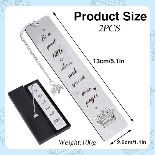 Metal Smut Bookmark Gift - 2Pcs Smutty Bookmarks with Pendant for Women Cute Bookmarks for Friends Funny Book Marks Set for Book Lovers Book Accessories for Book Nerd