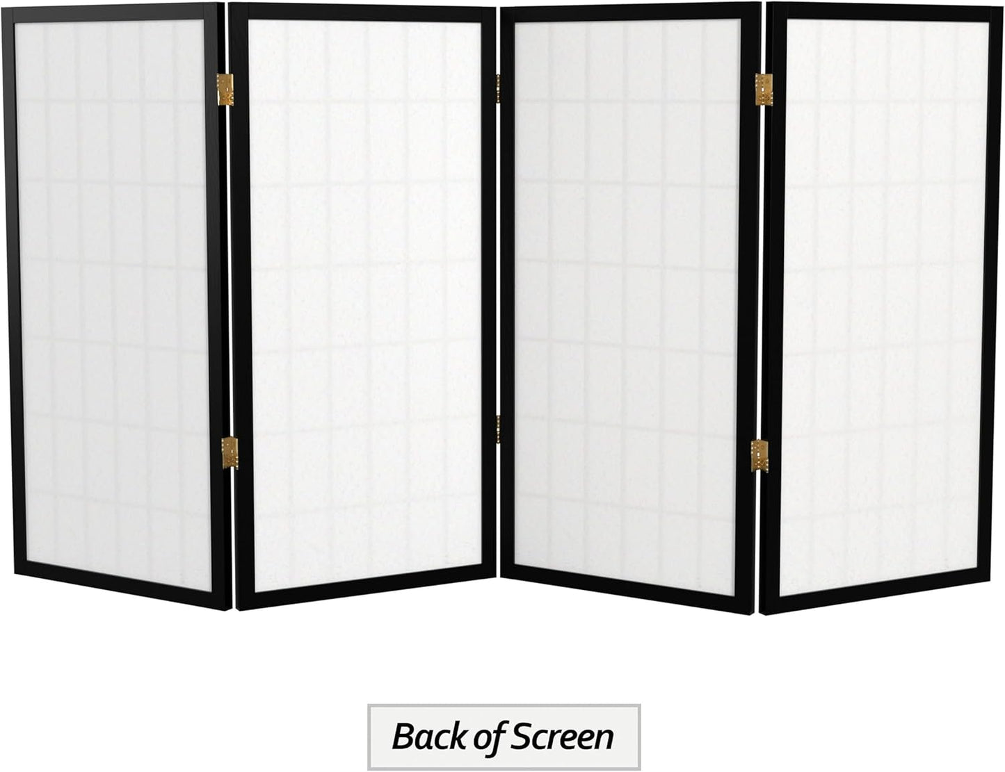 3 ft. Short Window Pane Shoji Screen - Black - 4 Panels