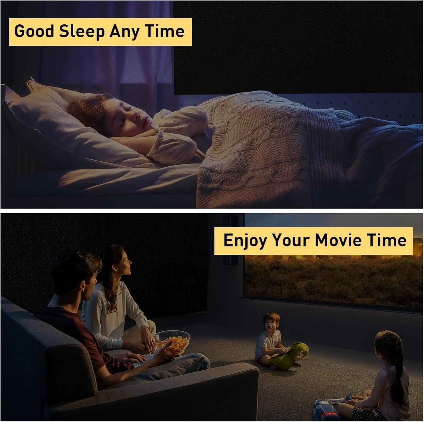 Blackout Blinds 118" x 57", 100% Blackout Curtains for Window, 420D No Drill Portable Black Out Shades Film for Bedroom, Nursery Black Out Blinds for Baby Temporary, 12 Hook and Loop Tapes