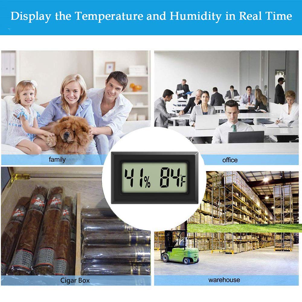 6 Pack Mini Digital Hygrometer Thermometer Small Indoor Temperature and Humidity Meter Gauge with Temp Humidity Sensor Monitor Fahrenheit (℉) for Jars,Home,Room
