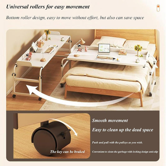Bed Desk Over The Bed Table with Wheels, Overbed Table Mobile Computer Desk for Bed Adjustable Height Reading Writing Desk Recliner Table for Working Dinning