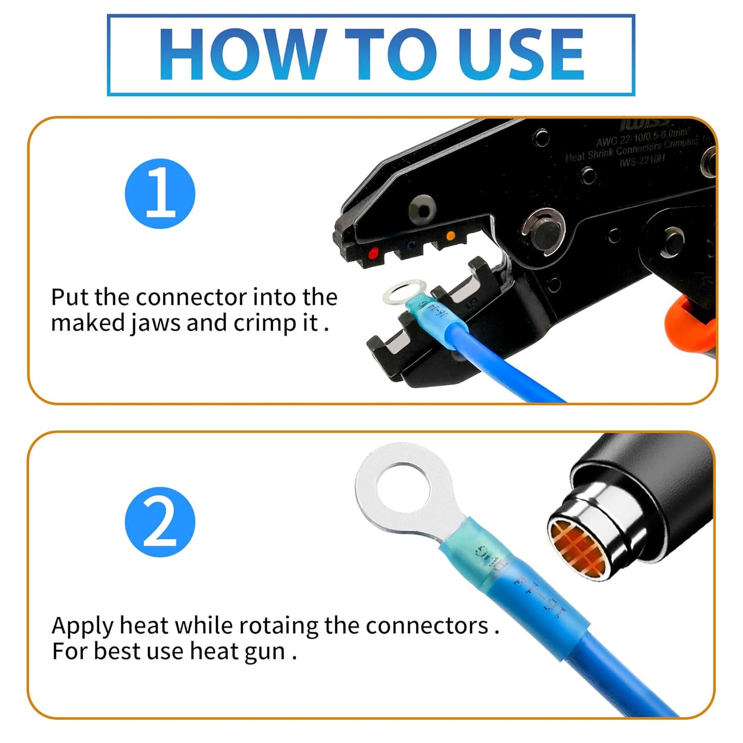180Pcs Heat Shrink Wire Connectors Kit - Waterproof Marine Automotive Battery Electrical Crimp Terminals Set, Ring Fork Spade Butt Splices