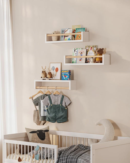 G&W Gruwald Nursery Book Shelves, Set of 3, Wall Bookshelf, Book Shelf for Kids Rooms, Wall Book Shelves for Bedroom Kids, Floating Shelf, Nursery Decor