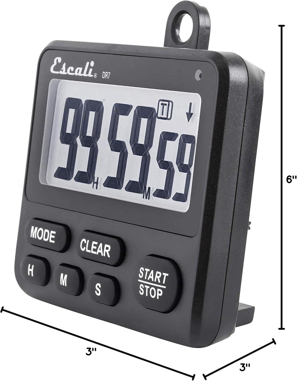 Escali Extra Loud Display Digital Kitchen Timer with Clock Mode, Recall Timer Magnetic Back