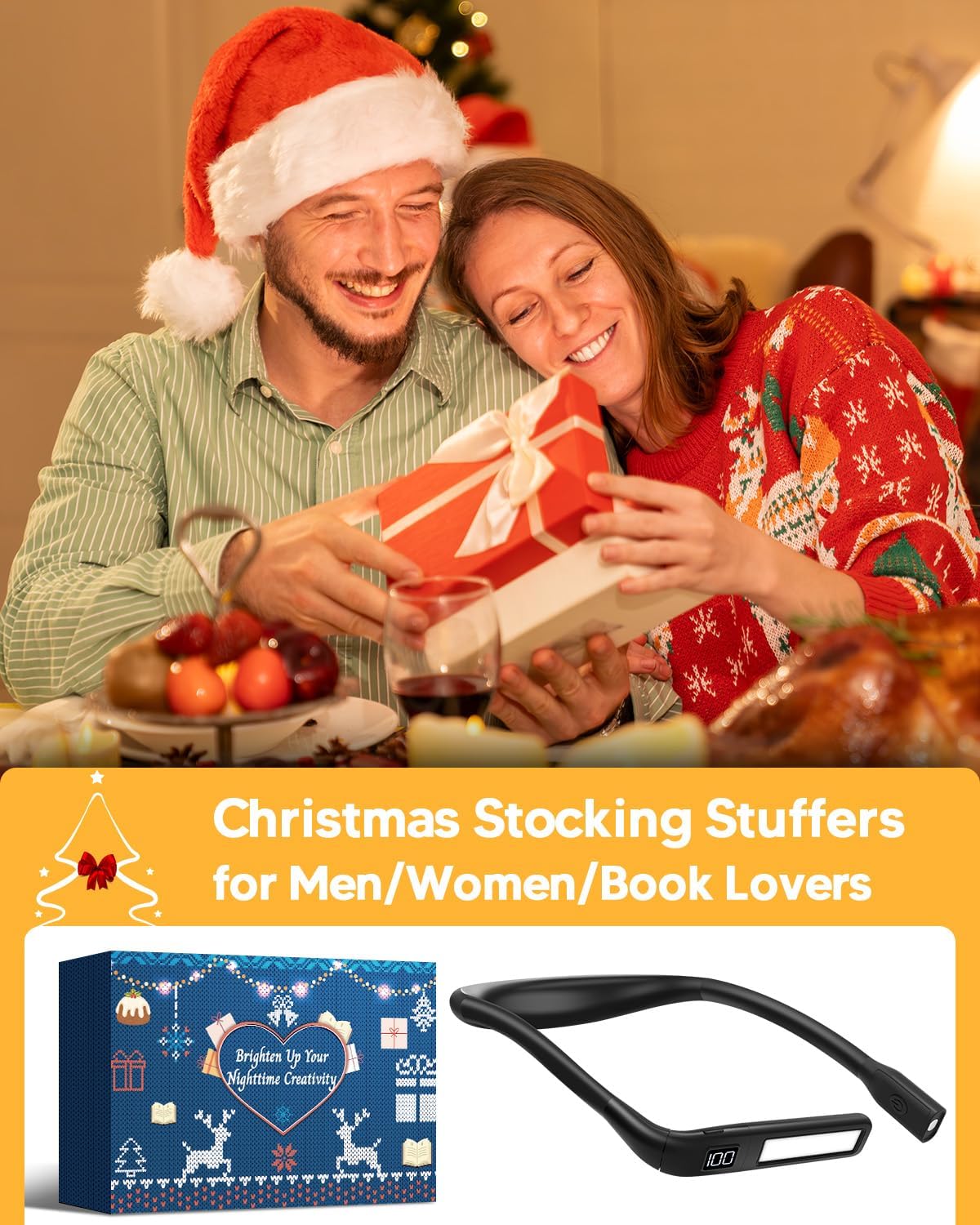 Reading Light Mothers Day Gifts: Upgraded Neck Light with Power Display & Timer, 80Hrs Rechargeable Book Lights for Reading at Night, Mothers Day Gifts for Mom Wife Nana, Knitting Crochet Accessories
