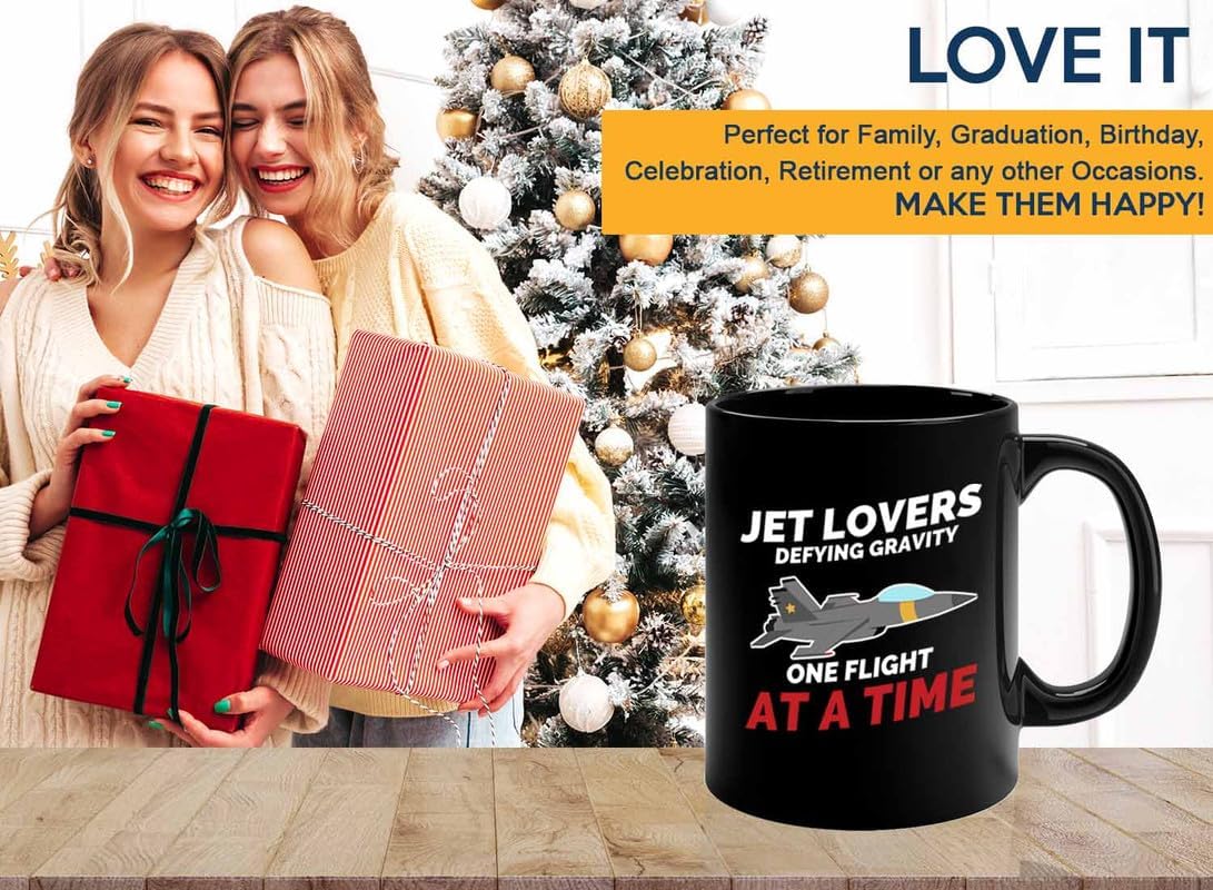 Jet Pilot Coffee Mug 11oz Black - Jet lovers Defying gravity - Pilot Gifts Airplane Flying Captains Aviator Airline Aviation