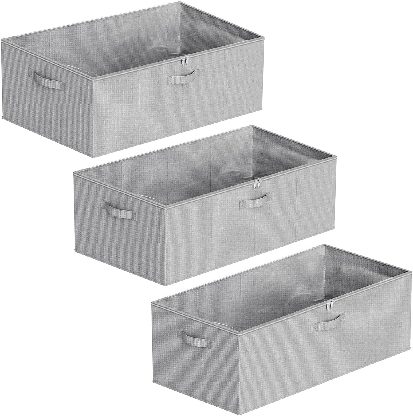 SpaceAid 3 Pack 10" High Under Bed Storage Containers, Large Underbed Storage Organizer Bins with Lids for Bedroom, Dorm, Clothes, Closet Organization, Bed Sheets and Blankets (Gray)