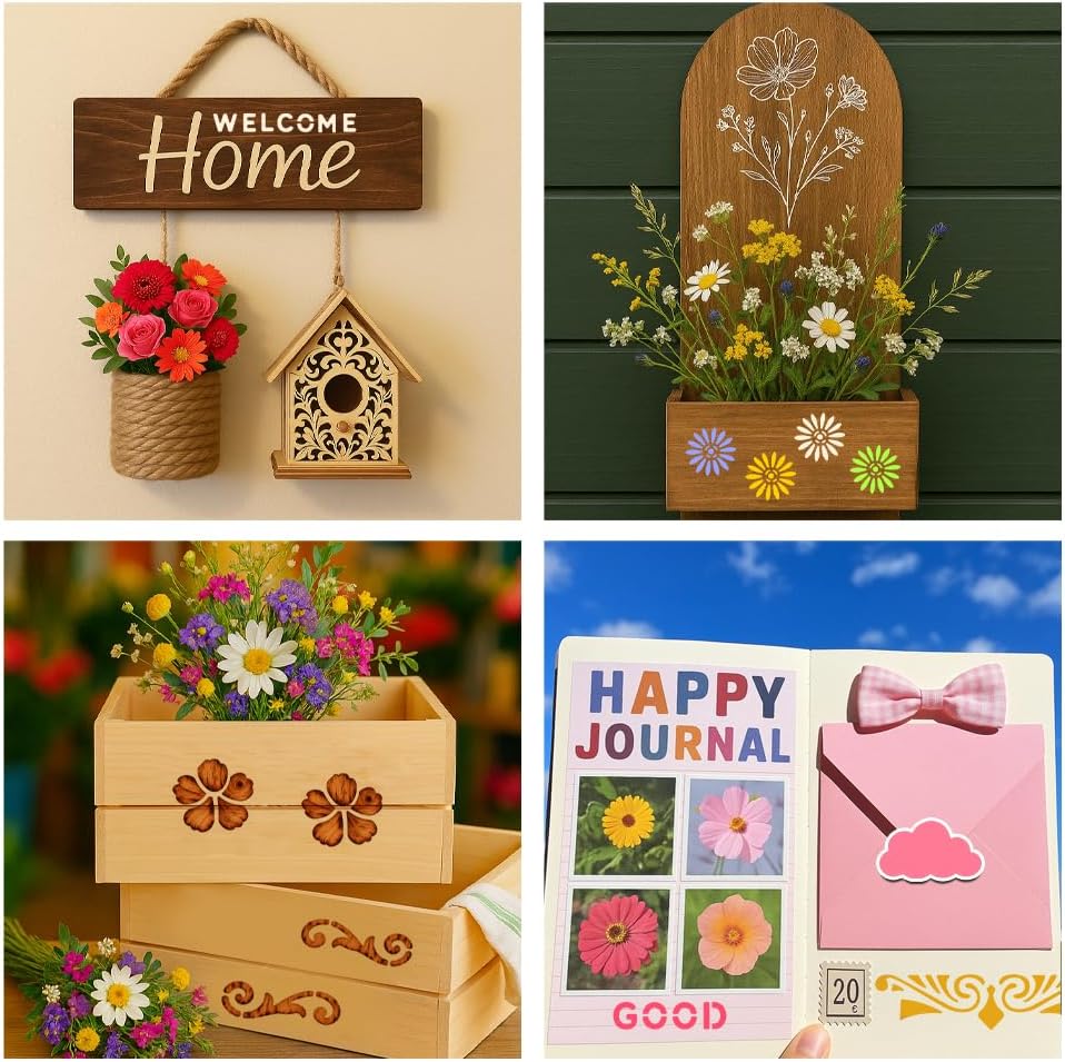 6 Pcs Metal Planner Stencil Journal Stencil Wood Burning Engraving Stencils Small Letter Metal Stencils for Journaling Templates for DIY Bookmarks Carving Draw Scrapbook