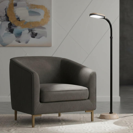 Lavish Home Adjustable Floor Lamp for Bedroom with Bendable Neck - Full Spectrum Natural Sunlight Lamp for Office and Living Room - Reading, Craft, and Esthetician Light (Light Woodgrain)