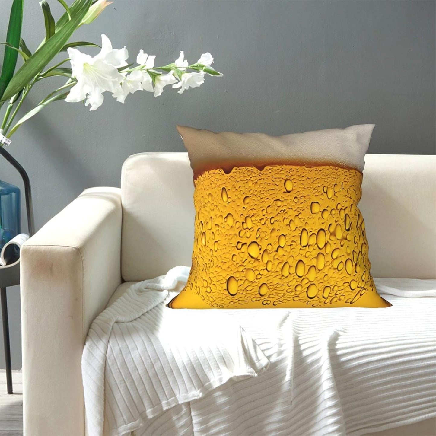 All-Season Square Pillow Covers 18"X18", Beer Wallpaper, Decorative Throw Pillow Covers for Sofa Bed Couch, Hidden Zipper Cushion Cover, Square Lumbar & Accent Pillowcases for Home Decor