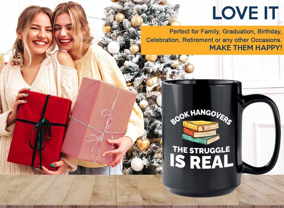 Book Lover Coffee Mug 15oz Black - The struggle is real - Gift For Poets Bookish People Bibliophile Librarian Book Club Reader