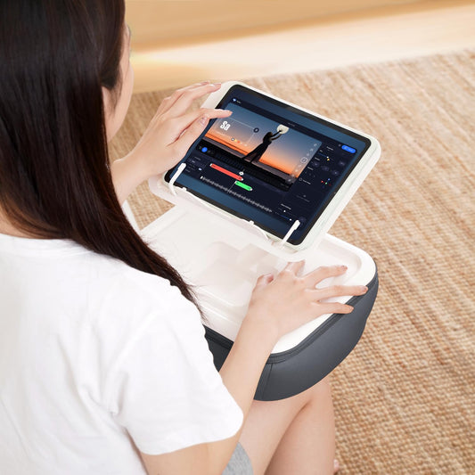 elitehood Adjustable iPad Pillow Stand for Lap, Soft Cushion Lap Beanbag Tablet Pillow Stand, Tablet Holder for Lap Bed Couch, Pillow Pad for Tablet or iPad, E-Reader, Books and 4-15.6'' Devices, Grey