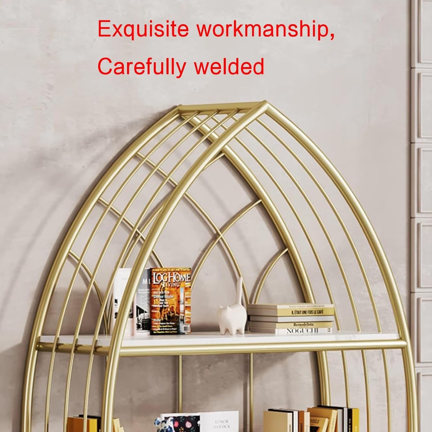 Book shelf,display cabinet,modern bookshelf,metal bookshelf,unique bookshelf,book shelves,bookshelf with storage,Suitable for study, living room corner, bedroom, living room, balcony, office(Gold,60x3