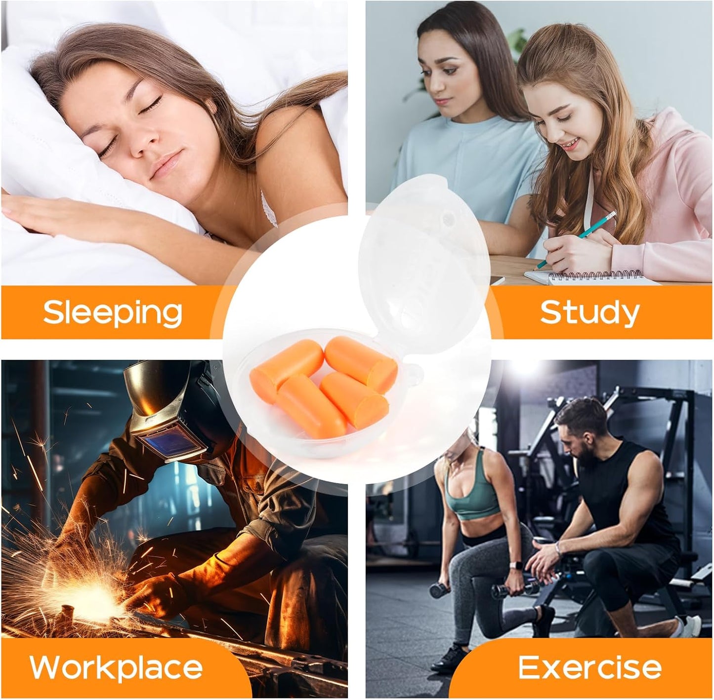 10Pairs Foam Earplugs, Noise Cancelling Ear Plugs for Sleeping Hearing Protection for Shooting Range, Work, Travel,Concert Orange