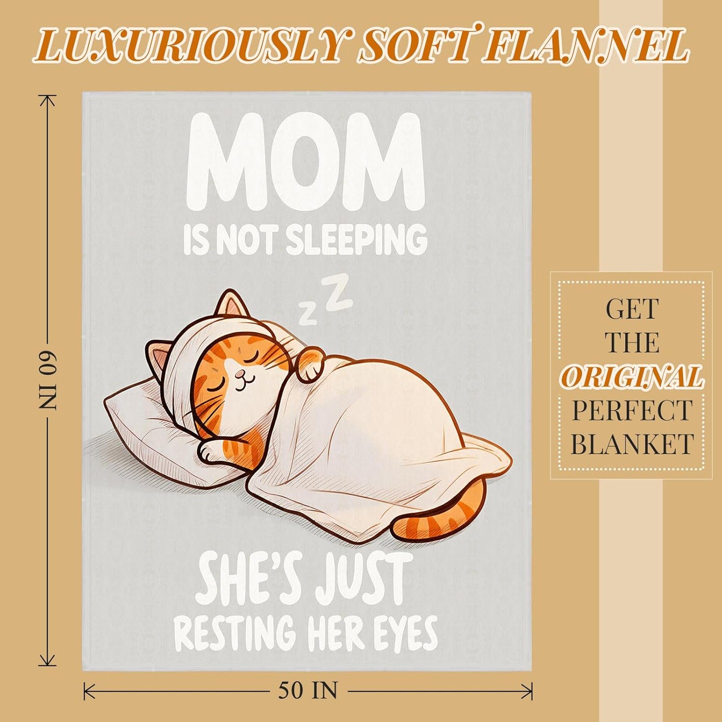 Gifts for Mom Birthday Gifts for Mommy from Daughter Son, Valentines Mothers Day Easter Birthday Thanksgiving postpartum Funny Ideas Gifts, Unique Thoughtful Blanket Cat Presents 60’’x50’’, Mom Gifts