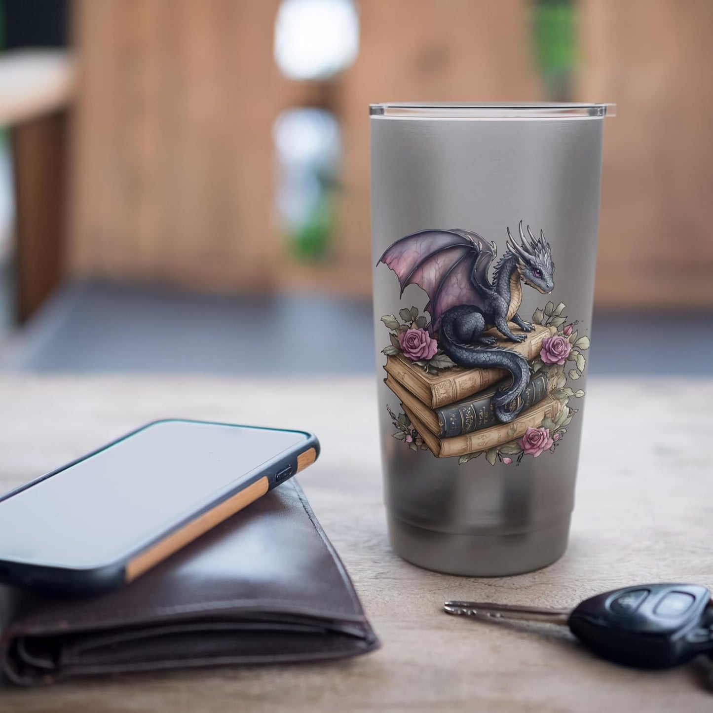 Fantasy Book Lover Bookworm Dragon Readers Reading Stainless Steel Insulated Tumbler