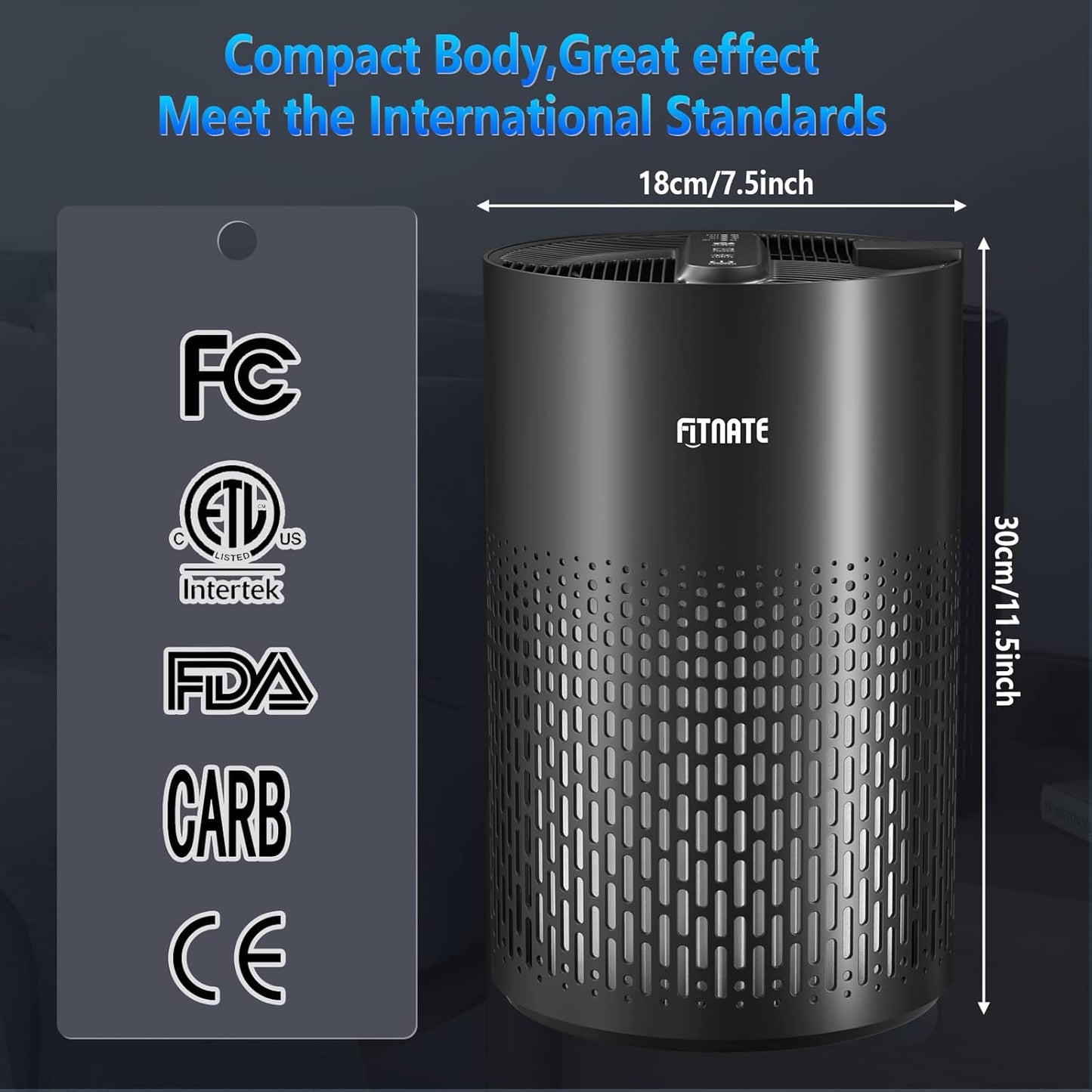 FITNATE Air Purifiers for Home Large Room Up to 1076 Ft² with Aromatherapy, H13 True HEPA Air Purifier for Pets, Quiet Air Cleaner for Dust Pollen Pet Dander Odor, with Night Light,Timer, Black