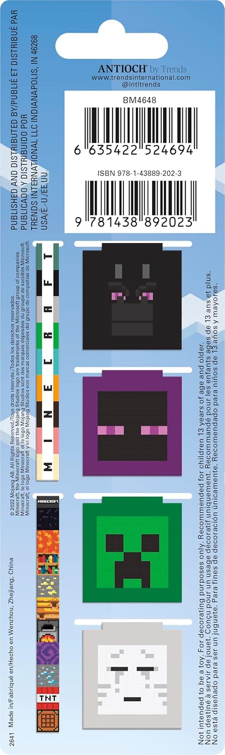 Trends International Minecraft Magnetic Page Clips Stationery, 2.25 x .022 x 8.25, Multicolor(6-Pack)