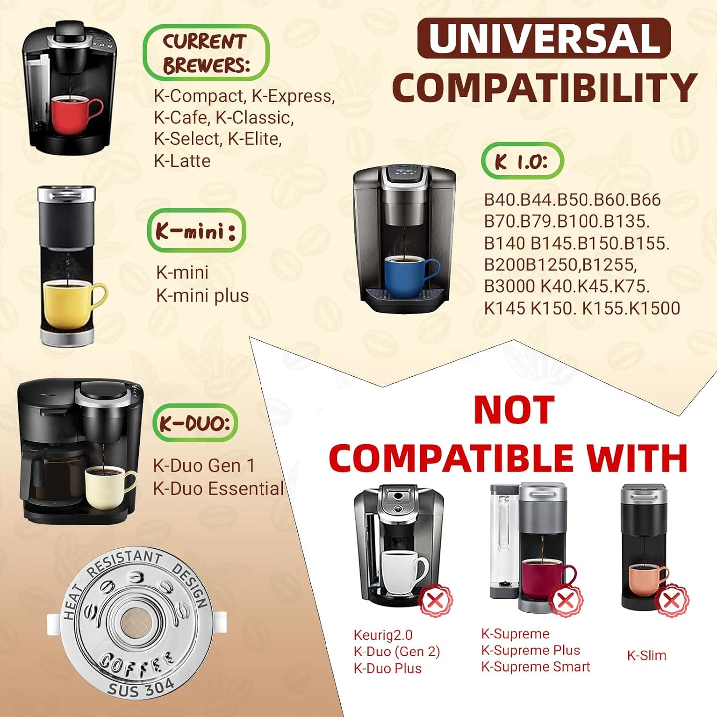 4 Pack Reusable K Cups Coffee Pods for Keurig 1.0: Stainless Steel Reusable Coffee Pods for Keurig Coffee Pods Reusable, BPA-Free, SUS 304, Scoop, Heat Resistant Handles