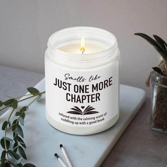 Funny Book Candle Gifts for Book Lovers, Smells Like Just One More Chapter, Books Themed Reading Gift for Women Men Bookworm Librarian, Christmas Reading Day Decor Candles for Readers43