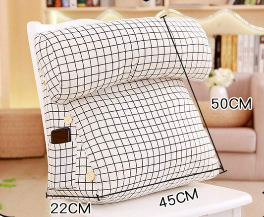 Fiberflax Bedside Triangle Cushion Pillow Sofa Waist Pillow Office & Home Floor Back Support Wedge Backrest Cushion Washable Soft Reading Pillow (014, 45×22×50CM)