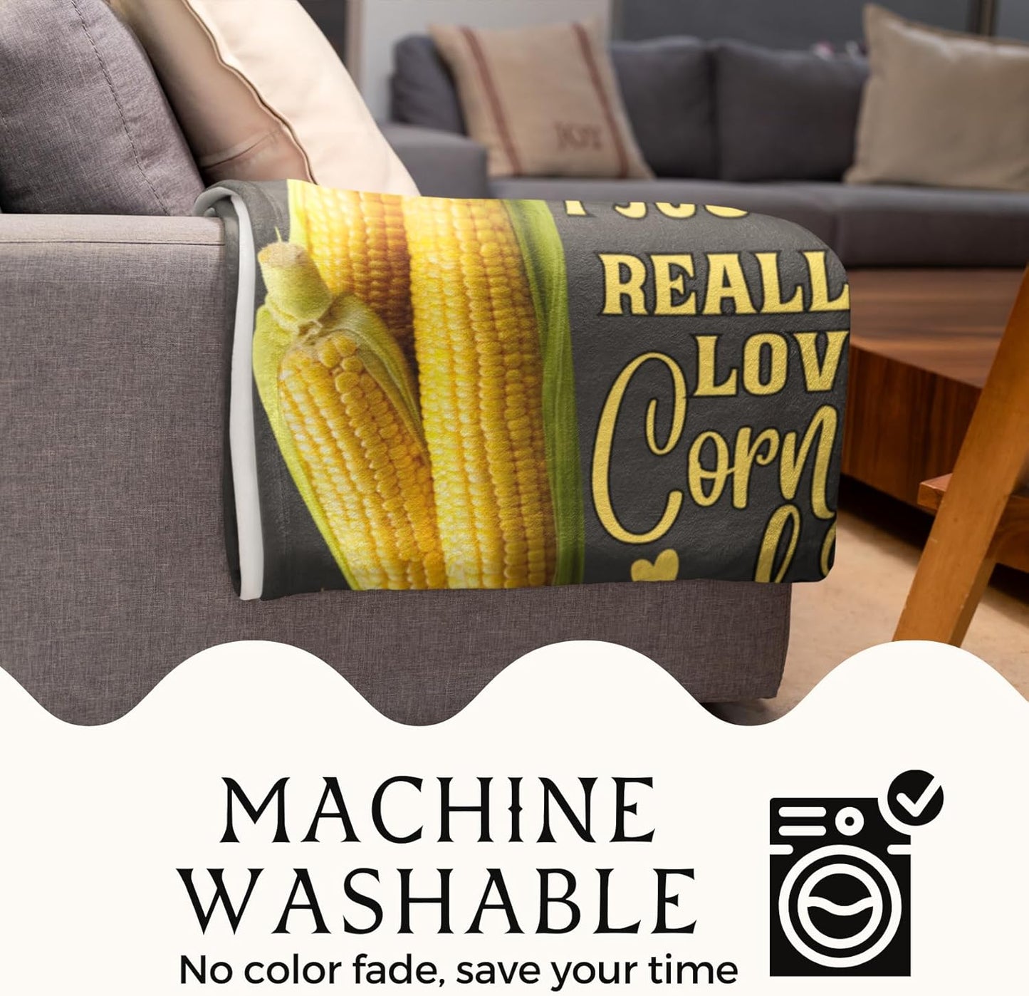 Funny Corn Gifts for Corn Lovers, Best Unique Corn Flannel Throw Blanket 50 x 65 inch, Skin Friendly, Novelty Corn Lover Gifts