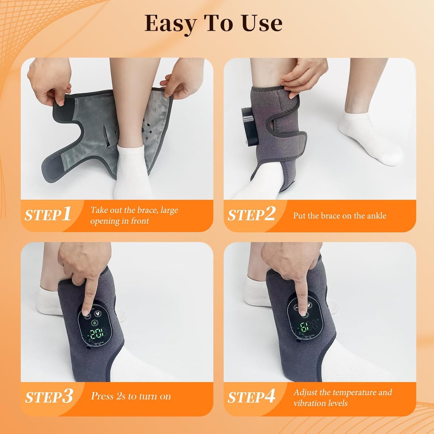 Foot and Ankle Massager for Pain Relief, Cordless Ankle Heating Pad Foot Renew Triple Method Massager with Adjustable Timer, 6 Heat Levels, 3 Vibration Modes, Grey