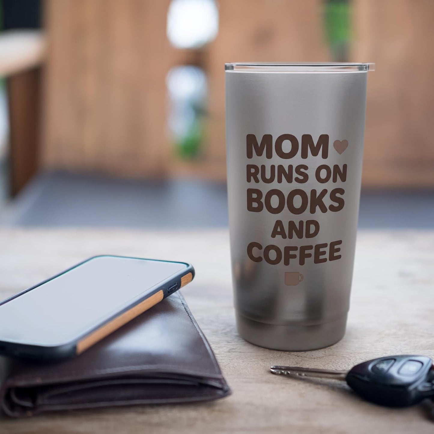 Mom Runs On Books and Coffee Reading Caffeine Enthusiast Stainless Steel Insulated Tumbler
