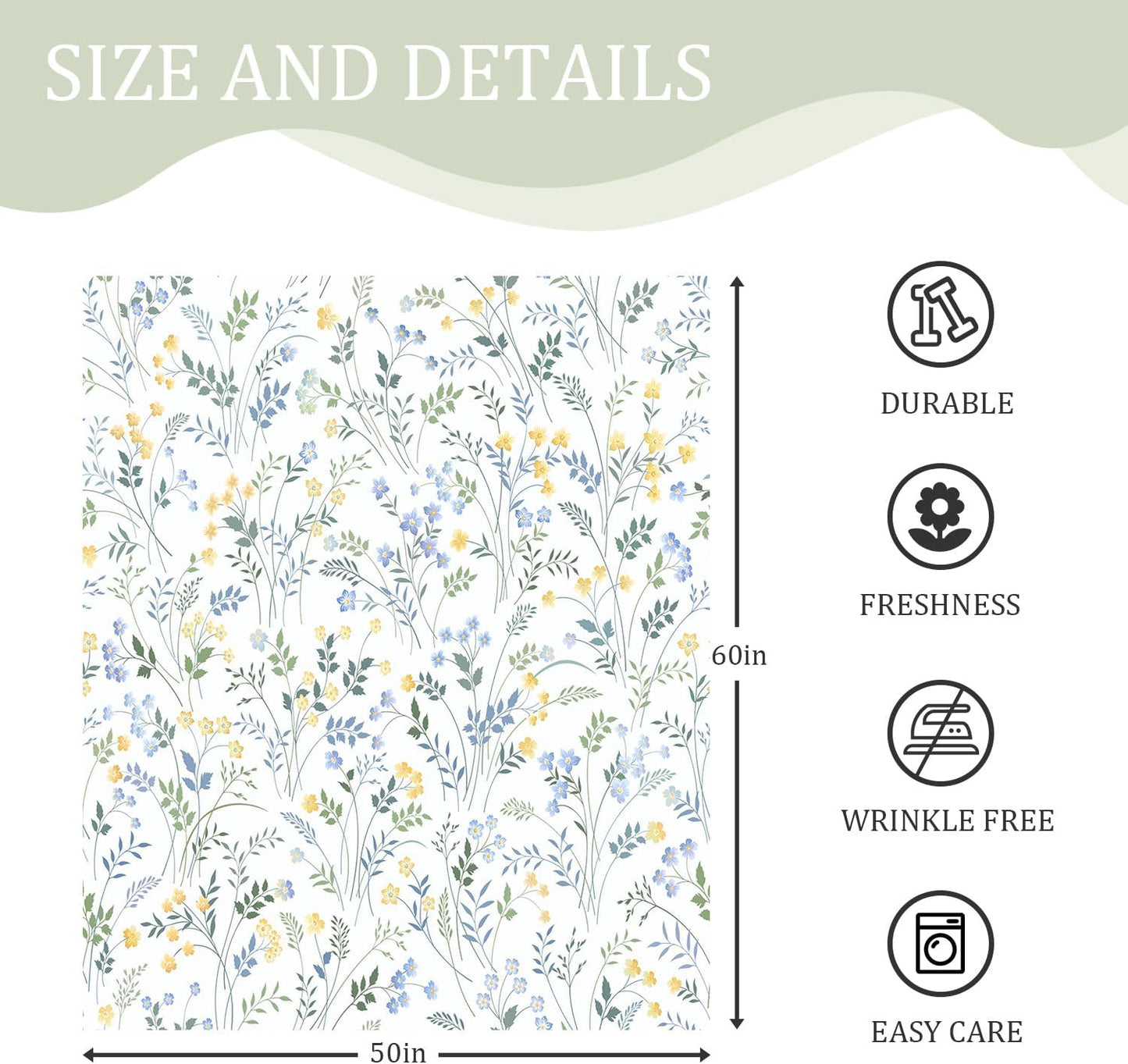 Spring Floral Throw Blanket Country Blue and Yellow Flower with Green Leaf Plant Pattern Soft Cozy Flannel Fleece Blankets for Couch Sofa Bed Chair Ideal Gifts for Women Mom Wife, 50" x 60"