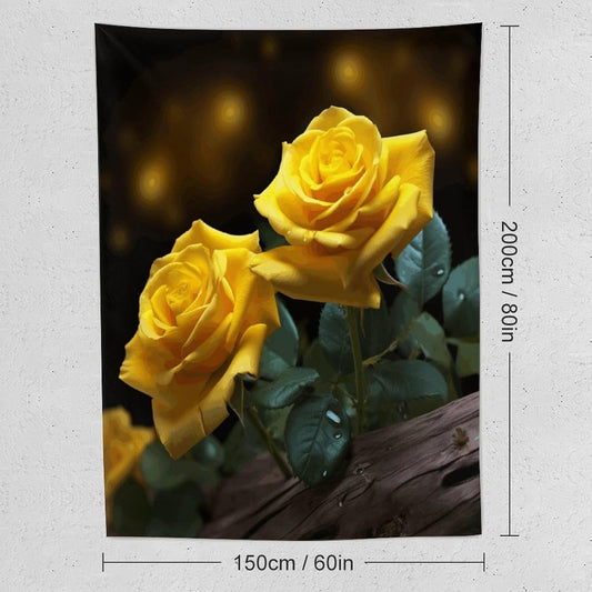 FodPand Beautiful Yellow Roses Tapestry Anti-fading Wall Tapestry with Installation Kit Backdrop Banner Multipurpose Aesthetic Tapestries Boho Wall Art Hanging Decorative Blanket 60"x80"