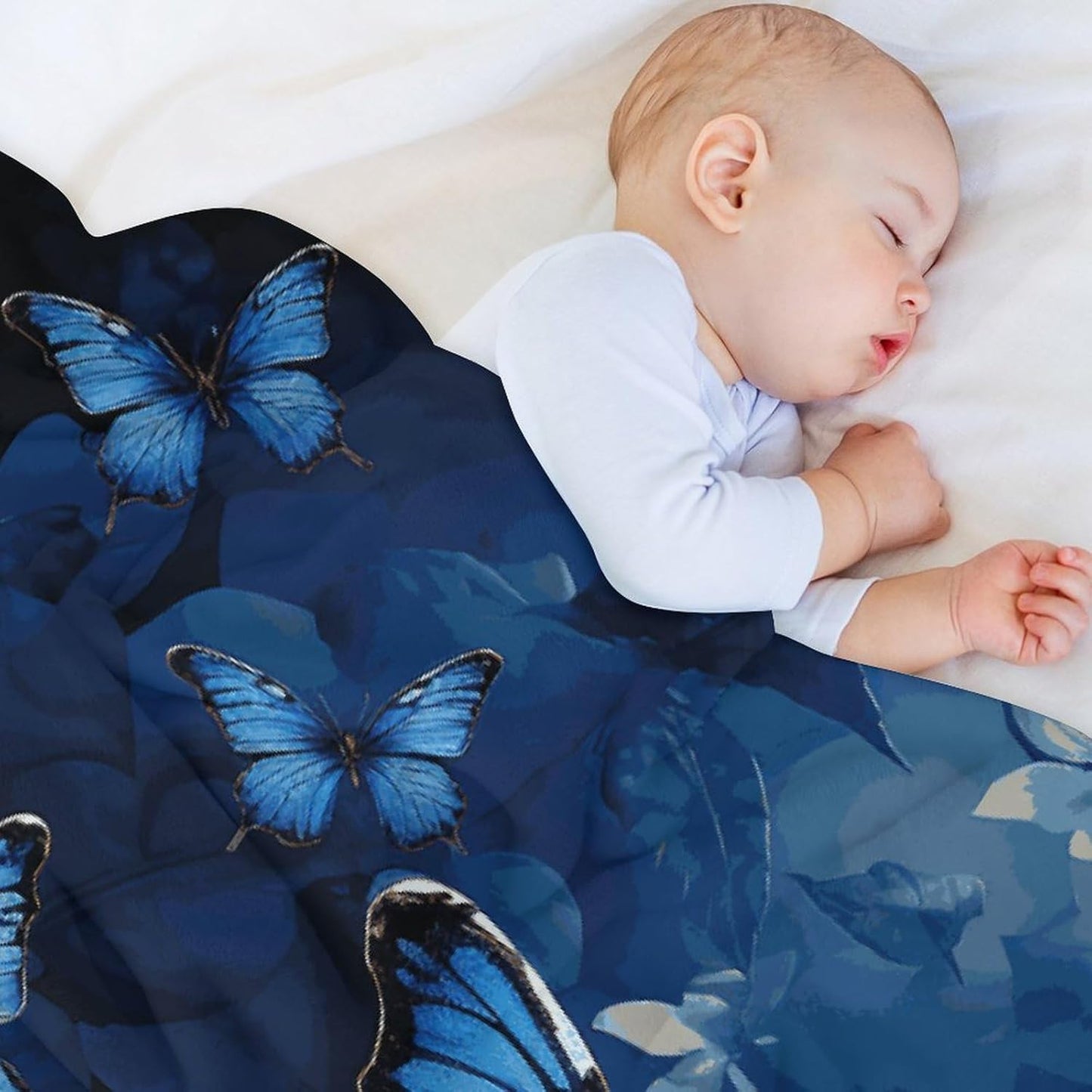 Dark Blue Butterflies Throw Blanket for Couch Super Soft Warm Lightweight Throw Blankets Cozy Flannel Bed Blanket Cute Decorative Blankets for All Seasons Home Decor Gift 30"*40"(76 * 100cm)