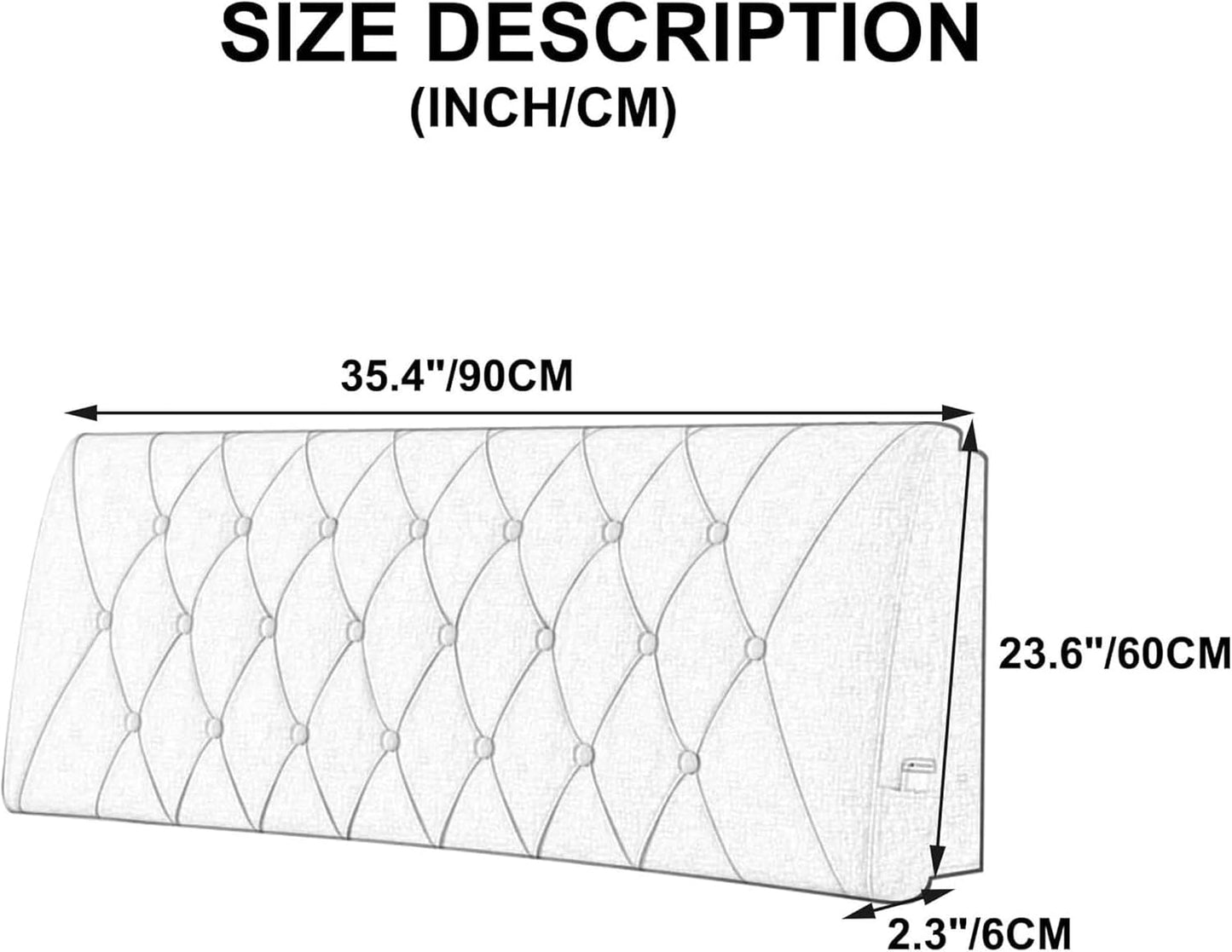 AMNOOL Bedside Cushion Bed Backrest Linen Headboard Cushion Support Reading Pillow Bolster for Twin Full Queen King Daybed Bed Bunk Bed Removable Washable-1-, Gray