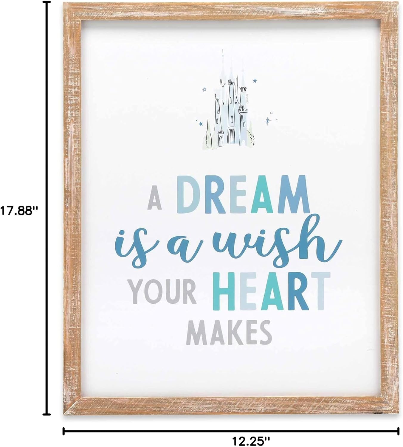 Disney Princess Cinderella Castle Wall Art - A Dream is a Wish Your Heart Makes - Cute Cinderella Framed Wood Wall Decor