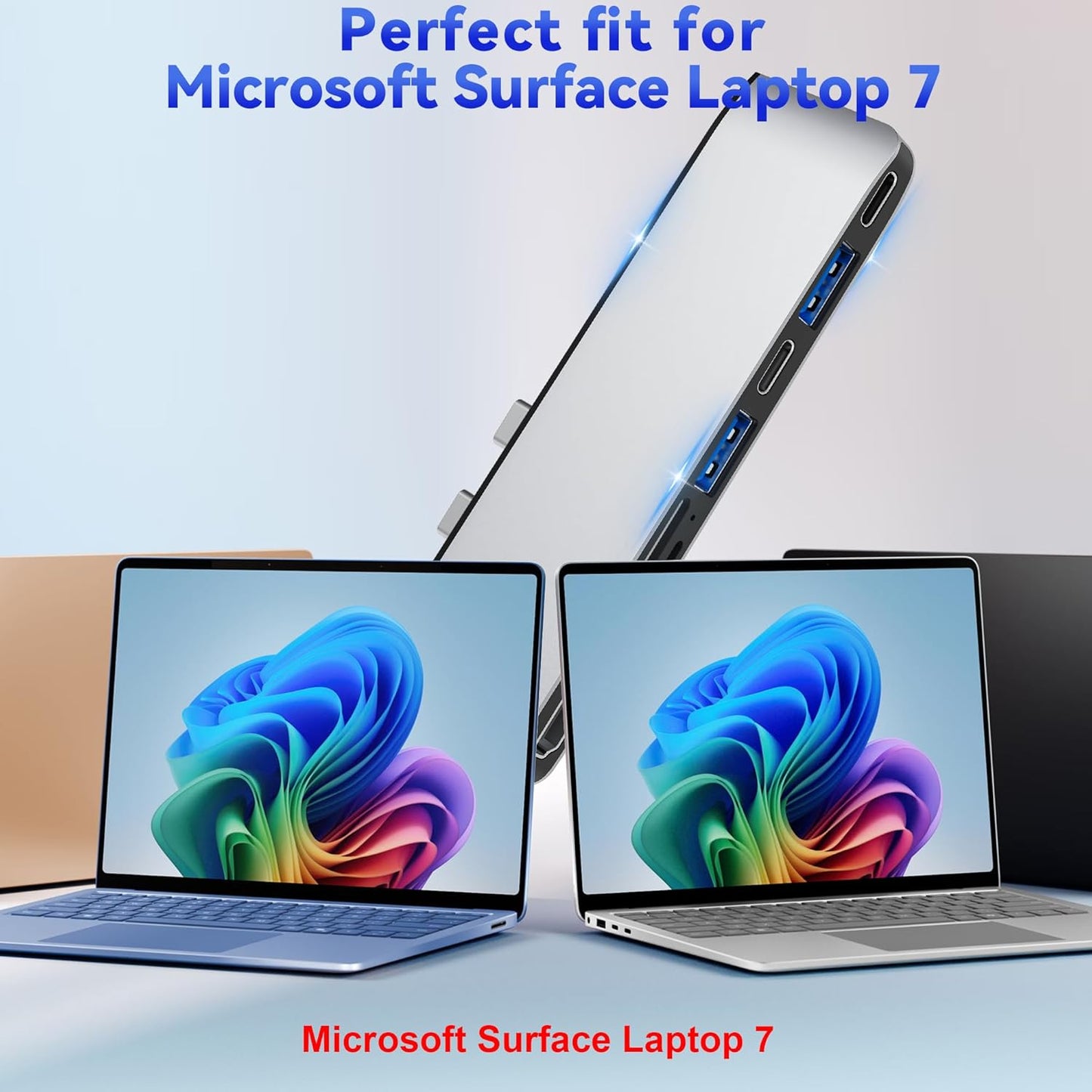 Surface Laptop 7 USB Hub Docking Station, Surface Laptop 2024 Accessories with 4K HDMI, USB-C Thunerbolt 4 (8K Display+40G Data+100W Charging), 2 USB 3.0, USB-C, SD/TF, hub for Surface Laptop 7 (2024)