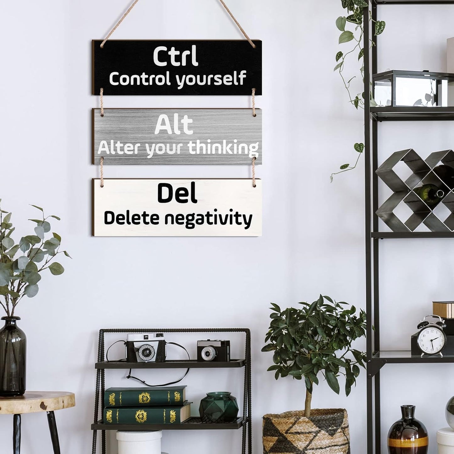 Office Wall Decor Inspirational Wall Art for Motivational Plaques Rustic Wooden Hanging Decor Positive Saying Quote Sign Art for Home Office Living Room(Black, Gray, White)