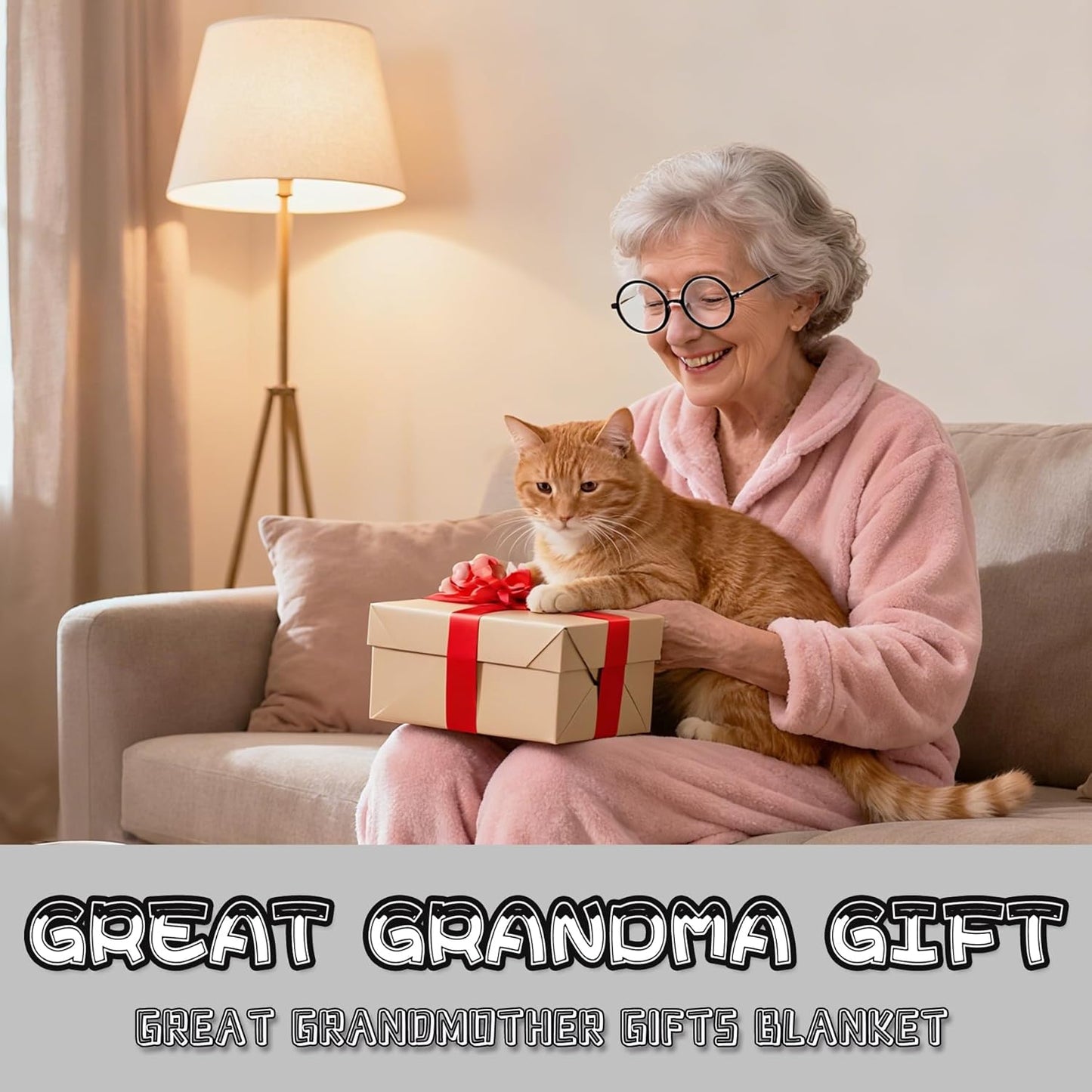 Quilazy Great Grandma Gifts Blanket, Mother's Day/Thanksgiving/Christmas/Birthday Gifts for Great Grandma, Baby Announcement for Grandparents Grandmother, Gender Reveal Ideas Throw Blanket 60"X50"