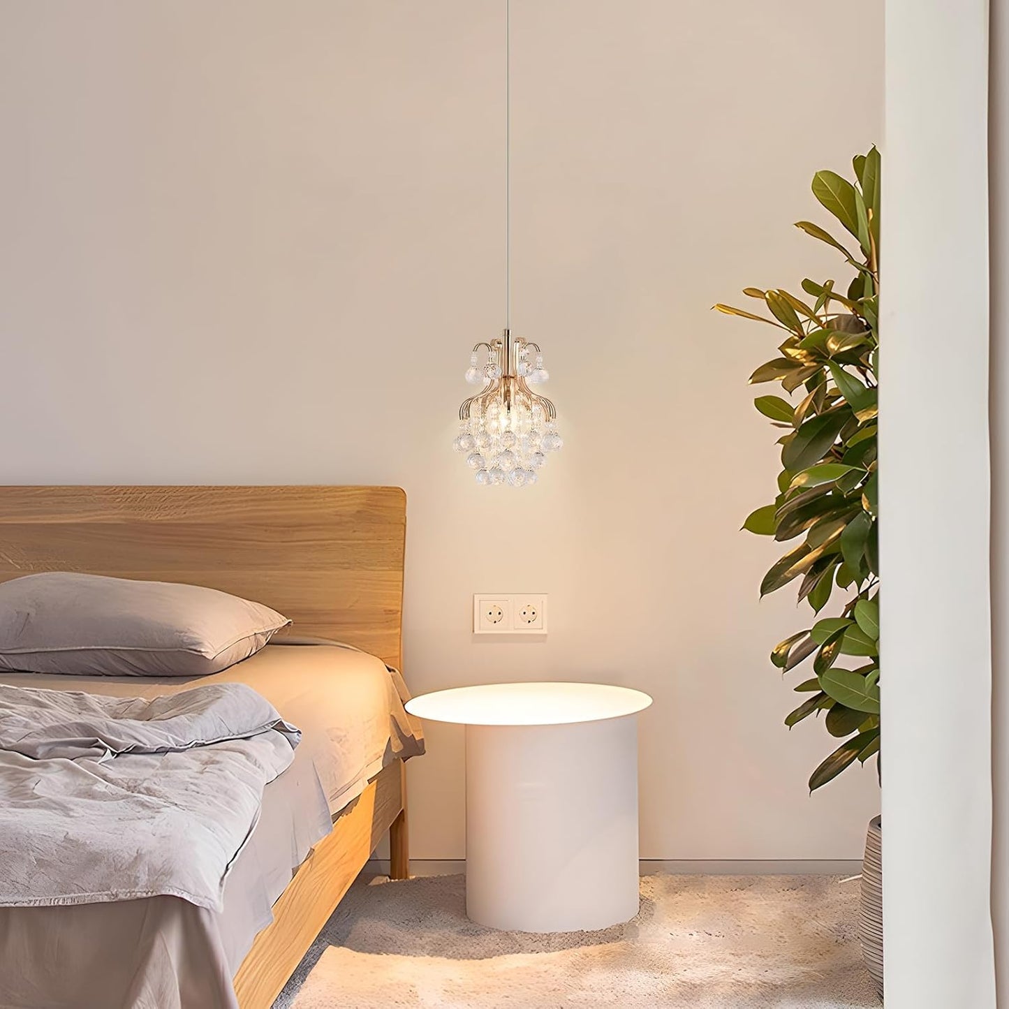 Elegant Mini Chandelier Crystal Pendant Light,Clear(Flush Mount Type)