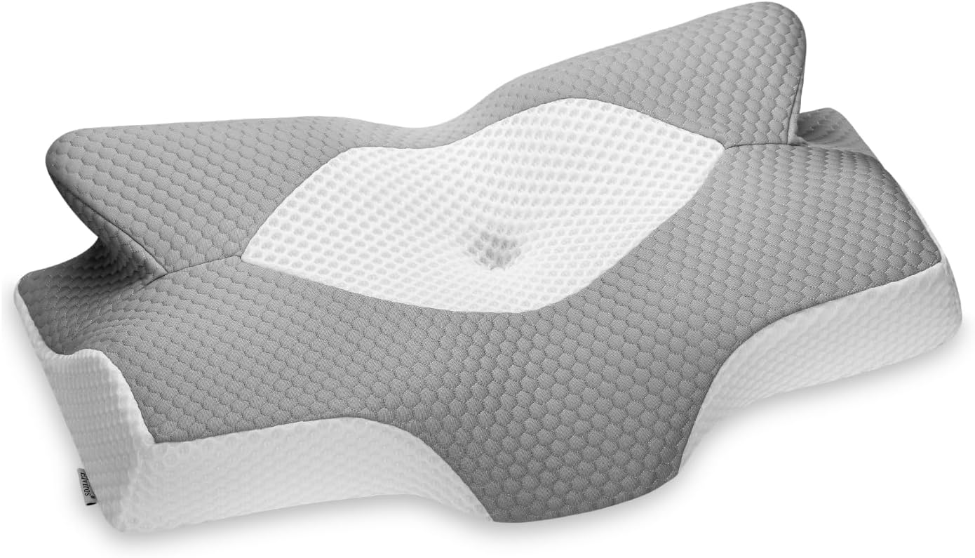 Elviros Cervical Memory Foam Pillows for Neck and Shoulder Pain, Neck Pillow for Sleeping, Side Sleeper Pillows for Adults, Ergonomic Orthopedic Sleeping for Back and Stomach Sleepers (Medium Firm)