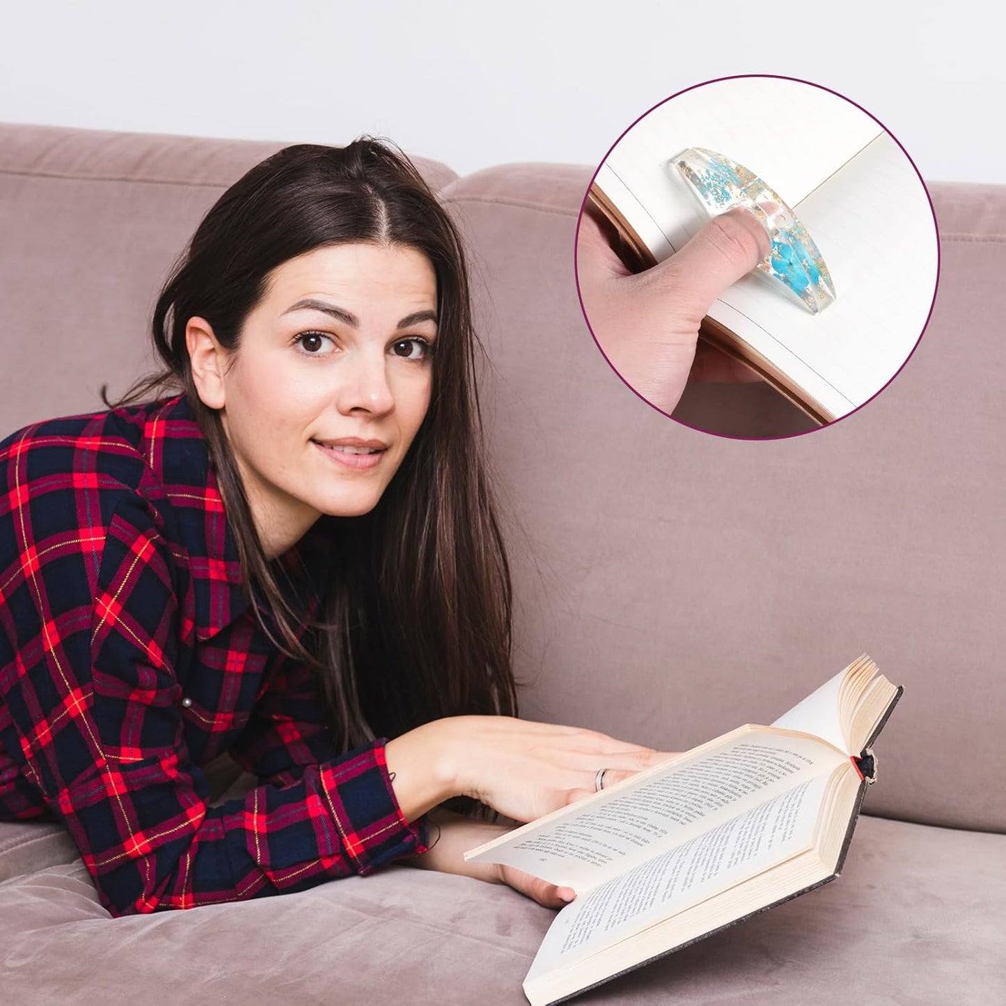 4 Pcs Books Page Holder Dried Flower Resin Transparent Bookmark Thumb Bookpage Holder Reading Accessory Book Clips to Hold Books Open Book Accessories Gift for Reading Lovers Teachers Students