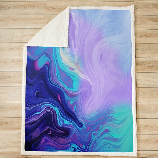 Feelyou Marble Printed Fleece Blanket for Girls Teens Adults Abstract Art Plush Blanket for Sofa Bed Couch Decorative Modern Bright Marble Sherpa Throw Blanket Purple Teal Fuzzy BlanketKing 87"x95"