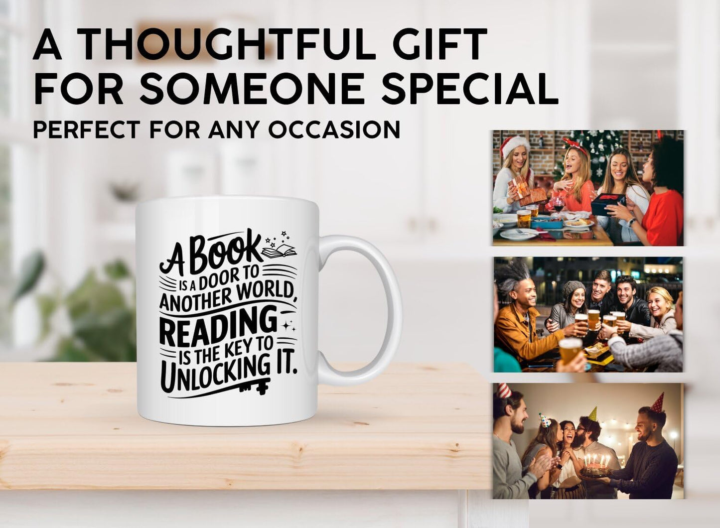 Book Lover Coffee Mug 11oz White - Book Door - Gift for Bookworm Reader Reading Lover Bookish Women