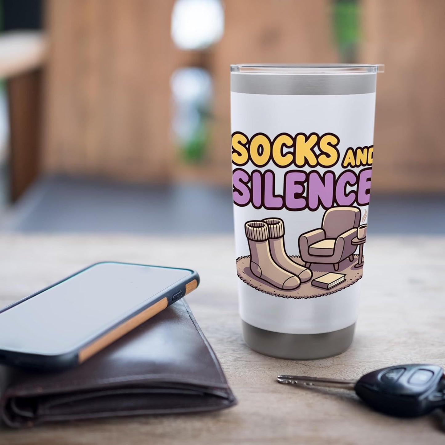 Socks and Silence Cozy Introvert Relax Design Stainless Steel Insulated Tumbler