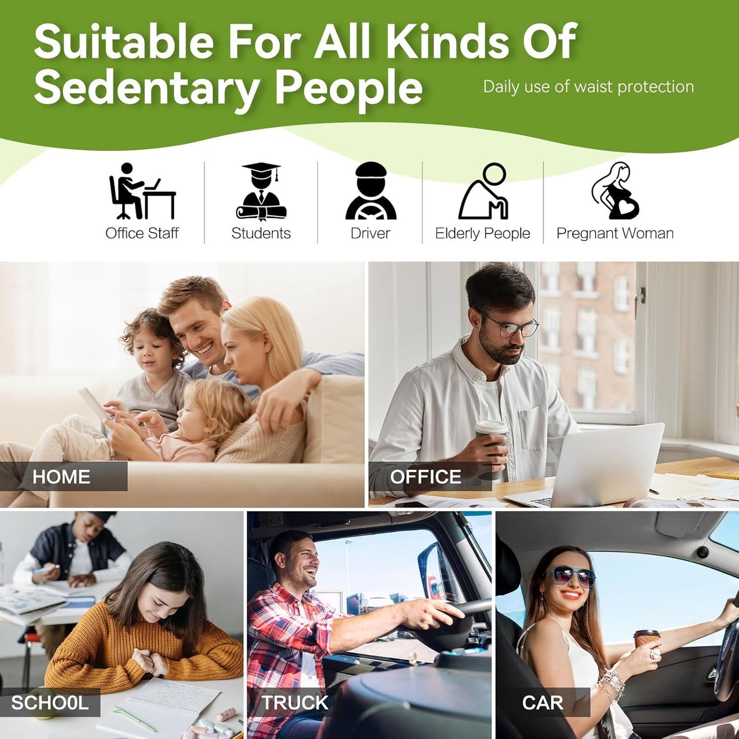 Seat Cushion & Lumbar Support Pillow Set for Office Chair, Back Pain, and Tailbone Discomfort with Lumbar Support Pillow and Seat Cushion - Perfect for Home, Office, and Gaming Chairs Chair Cushion