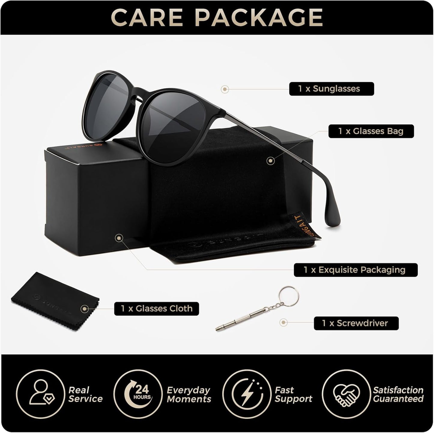 SUNGAIT Premium Vintage Round Sunglasses for Women Men Classic Retro Trendy Style